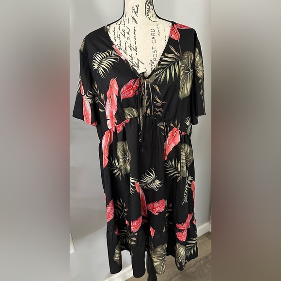 Black Ruched Ruffled Midi Sundress 🩷 - Picture 7 of 12